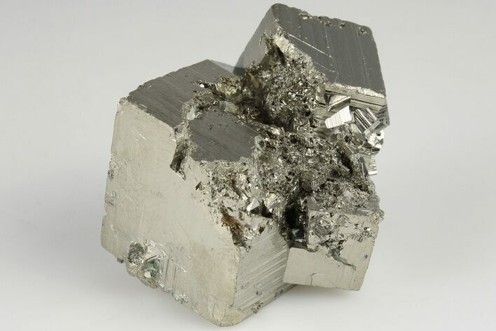 Striated, Cubic Pyrite Crystal Cluster - Peru #202928
